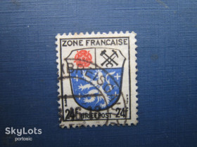 Інше Другое ^/--/^ Марка Німеччина Французська окупаційна зона 1945 стандарт герб 24 фр гаш ^_^^^ Марка Германия Французская оккупационная зона 1945 стандарт герб 24 фр гаш - фото фото фото