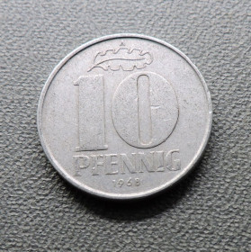 НДР, ФРН ГДР, ФРГ ^/--/^ Германия Німеччина 10 пфенингов 1968 год ^_^^^ Германия 10 пфенингов 1968 год - фото фото фото