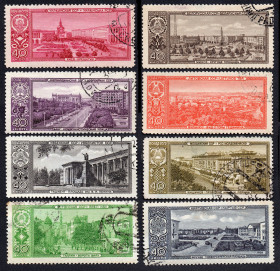 СРСР - СССР - ^/--/^ СРСР 1958 - Столиці союзних радянських республік  (Г) ^_^^^ СССР 1959 — Семилетний план развития народного хозяйства СССР (Г) - фото фото фото