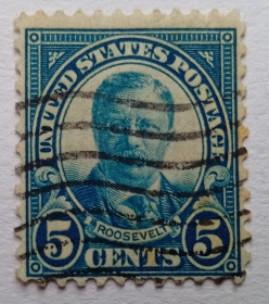 Північна Америка Северная Америка ^/--/^ США 1922 Теодор Рузвельт, 5 /--/ с, гашеная ^_^^^ США 1922 Теодор Рузвельт, 5 /--/ с, гашена - фото фото фото