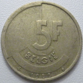 Бельгія Бельгия ^/--/^ Бельгія 5 франків 1986 року Belgie 42878 ^_^^^ Бельгия 5 франков 1986 года Belgie 42878 - фото фото фото