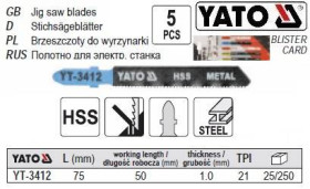 Фрези Фрезы ^/--/^ Набор полотно для електролобзика YATO 21 /--/ TPI l /--/ 75 мм 5 штук YT-3412 ^_^^^ Набір полотно для електролобзика YATO 21 /--/ TPI l /--/ 75 мм 5 штук YT-3412 - фото фото фото