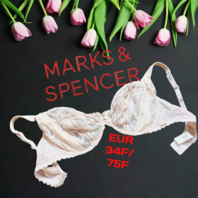 Бюстгальтери Бюстгальтеры ^/--/^ Marks&amp;Spencer Autograph EUR 34 /--/ F/75 /--/ F Бюстгальтер мягкий косточка бежевый ^_^^^ Marks&amp;Spencer Autograph EUR 34 /--/ F/75 /--/ F Бюстгальтер м'який кісточка бежевий - фото фото фото