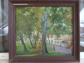 Картини, Гравюри, Живопис та Графіка Картины, Гравюры, Живопись и Графика ^/--/^ Зас. худ.укр. ЦИБЕРЕ В. раз. 70 х 65 см. х.м 1987 г. Закарпатская школа. Куток киевского двора. ^_^^^ Зас. худ.укр. ЦИБЕРЕ В. раз. 70 х 65 см. х.м 1987 р. Закарпатська школа. Куток київського двору. - фото фото фото