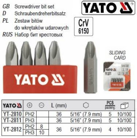 Інші інструменти Другие инструменты ^/--/^ Набор насадки викруткови YATO ударни PH /--/ 2 5/16 l /--/ 36 мм 5 штук YATO YT-2810 ^_^^^ Набір насадки вікруткові YATO ударні PH /--/ 2 5/16&amp;quot; l /--/ 36 мм 5 штук YATO YT-2810 - фото фото фото