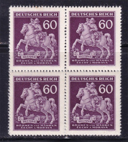 Третій Рейх (-) Третий Рейх (-) ^/--/^ Германия   Рейх  1943 г MNH квартблок ^_^^^ Німеччина Рейх 1943 MNH квартблок - фото фото фото