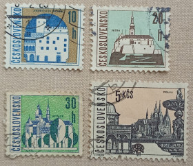 Архітектура Архитектура ^/--/^ Чехословакия 1965 г -  Архитектура. Чехословацкие города , гаш ^_^^^ Чехословаччина 1965 - Чеські міста, гаш, 3 шт (див.фото) - фото фото фото
