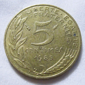 Франція Франция ^/--/^ Франція 5 сантимів 1985 року #6 /--/ П /--/ 1300 ^_^^^ Франция 5 сантимов 1985 года #6 /--/ П /--/ 1300 - фото фото фото