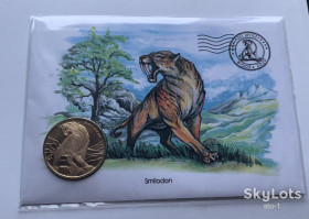Гвінея Гвинея ^/--/^ BIOCO Smilodon Five dollars Биоко 5 долларов 2020 ШАБЛЕЗУБИЙ ТИГР в конверте ^_^^^ BIOCO Smilodon Five dollars Біоко 5 доларів 2020 Шаблезубий тигр у конверті - фото фото фото