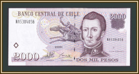 Чилі Чили ^/--/^ Чили 2000 песо 2001 P-158  (158 /--/ a.3) UNC ^_^^^ Чилі 2000 песо 2001 P-158 (158 /--/ a.3) UNC - фото фото фото