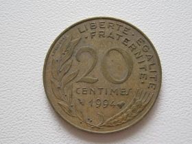 Франція Франция ^/--/^ Франция 20 сантимов 1994 года. Пчела #9777 ^_^^^ Франція 20 сантимів 1994 року. Бджола #9777 - фото фото фото