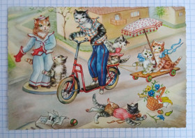 Іноземні Иностранные ^/--/^ Поштова картка Веселі Котики 1970-ті Зах. Німеччина eK /--/ 03 ^_^^^ Почтовая карточка Веселые Котики 1970-е Зап. Германия eK /--/ 03 - фото фото фото