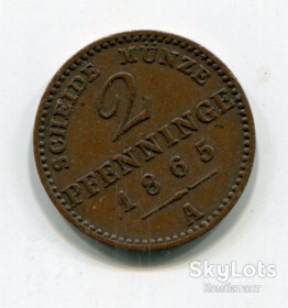 Німеччина до  року Германия до  года ^/--/^ 2 пфеннінґи 1865 р. ^_^^^ 2 пфеннинга 1865 г. - фото фото фото