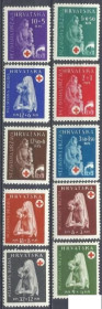 Балканський півострів Балканский полуостров ^/--/^ Хорватия 1943 медицина Красный Крест 10 /--/ м. ^_^^^ Хорватія 1943 медицина Червоний Хрест 10 /--/ м. - фото фото фото
