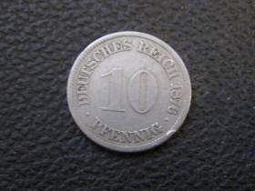 Німецька імперія (-) Германская империя (-) ^/--/^ 10 пфенингов 1876 г A ^_^^^ 10 пфенінгів 1876 A - фото фото фото