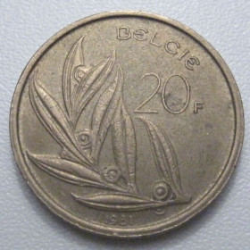 Бельгія Бельгия ^/--/^ Бельгія 20 франків 1981 року Belgie 42923 ^_^^^ Бельгия 20 франков 1981 года Belgie 42923 - фото фото фото