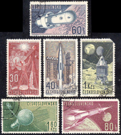 Чехословаччина Чехословакия ^/--/^ Чехословаччина 1962 - Освоєння космосу  (Г) повна серія ^_^^^ Чехословакия 1962 — Освоение космоса (Г) полная серия - фото фото фото
