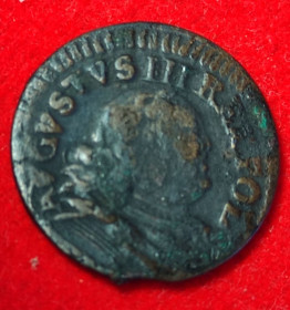 Литва Литва ^/--/^ Старинная монета 1753 года А́вгуст III Толстый Речь Посполитая медный солид / шеляг vg /--/ 644 ^_^^^ Старовинна монета 1753 року Август III Товстий Річ Посполита мідний солід / шеляг vg /--/ 644 - фото фото фото
