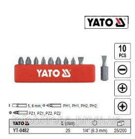 Викрутки Отвертки ^/--/^ Набір насадка біта YATO плоска 1/4&amp;quot; l /--/ 25 мм 10 штук YT-0482 ^_^^^ Набор насадка бита YATO плоская 1/4&amp;quot; l /--/ 25 мм 10 штук YT-0482 - фото фото фото