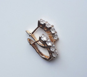 Сережки Серьги ^/--/^ Позолоченные серьги с фианитами, подарок девушке ^_^^^ Позолочені сережки з фіанітами, подарунок дівчині - фото фото фото