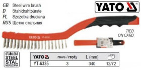 Інший інструмент Другой инструмент ^/--/^ Щетка YATO нержавейка 3 ряда l /--/ 340 мм YT-6335 ^_^^^ Польща нержавійка 3 ряди l /--/ 340 мм YT-6335 - фото фото фото