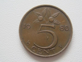 Нідерланди Нидерланды ^/--/^ Нидерланды 5 центов 1980 года 26494 ^_^^^ Нідерланди 5 центів 1980 року 26494 - фото фото фото