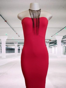 Сукні Платья ^/--/^ XS-M Красное платье бандо Missguided, облегающее миди платье бюстье из вискозы, Англия. ^_^^^ Нова червона сукня труба, коктейльна сукня бюстя з віскози, Англія. - фото фото фото