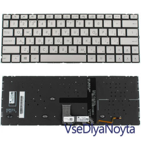 Клавіатури Клавиатуры ^/--/^ Клавиатура для ноутбука ASUS (UX /--/ 334 series) rus, silver, без фрейма, подсветка клавиш (ОРИГИНАЛ) ^_^^^ Клавіатура для ноутбука ASUS (UX /--/ 334 series) rus, silver, без фрейму, підсвічування клавіш (ОРИГІНАЛ) - фото фото фото