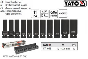 Викрутки Отвертки ^/--/^ Набор головки торцевые YATO ударные глубокие 1/2 10-24 мм l /--/ 78 мм 11 штук YT-1054 ^_^^^ Польща ударні глибокі 1/2&amp;quot; 10-24 мм l /--/ 78 мм 11 штук YT-1054 - фото фото фото