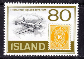 Транспорт Транспорт ^/--/^ Авиация .  Исландия  1973 г MNH - марка на марке ^_^^^ Ісландія 1973 MNH - марка на марці - фото фото фото