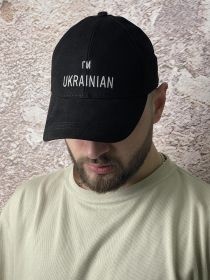 Літні головні убори Летние головные уборы ^/--/^ Кепка мужская Im Ukrainian черная с белым лого ^_^^^ Кепка чоловіча Im Ukrainian чорна з білим лого - фото фото фото
