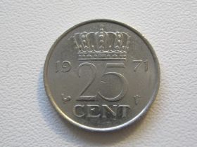 Нідерланди Нидерланды ^/--/^ Нидерланды 25 центов 1971 года 32380 ^_^^^ Нідерланди 25 центів 1971 року 32380 - фото фото фото