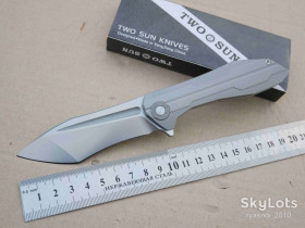 Ножі, мультітули Ножи, мультитулы ^/--/^ TwoSun TS /--/ 17-Titanium, Ripper 2, D /--/ 2 Satin, Night Morning Design, Flipper, Tactical, Ceramic Ball Bearing, EDC, Frame Lock - фото фото фото