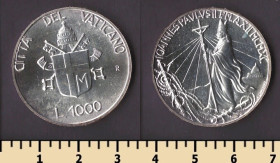 Італія і Ватикан Италия и Ватикан ^/--/^ Ватикан 1000 лир 1990 ^_^^^ Ватикан 1000 лір 1990 - фото фото фото