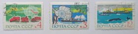 СРСР - СССР - ^/--/^ СССР 1963 Антарктические исследования, 3 марки, гашеные ^_^^^ СРСР 1963 Антарктичні дослідження, 3 марки, гашені - фото фото фото