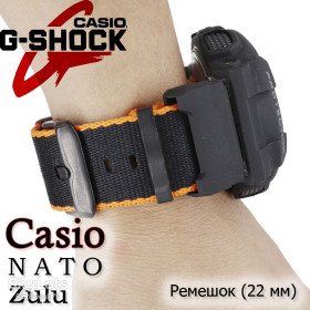 Браслети, ремінці Браслеты, ремешки ^/--/^ NATO Zulu ремешок для часов Casio G-Shock #1  (черный цвет оранжевая строчка) нейлон + держатели Nylon Canvas Strap Watchband  (GA-110,120 GA-400, GD-100, DW-5600, 6900) ^_^^^ NATO Zulu ремішок для годинників Casio G-Shock #1 (чорний колір помаранчевий рядок) нейлон + власники Nylon Canvas Strap Watchband (GA-110,120 GA-400, GD-100, DW-5600, 6900) - фото фото фото