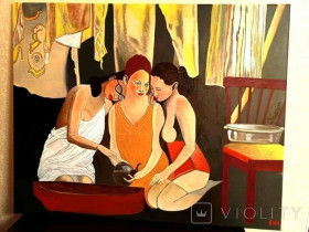 Картини, Гравюри, Живопис та Графіка Картины, Гравюры, Живопись и Графика ^/--/^ Картина &amp;quot;Три женщины с заварником&amp;quot; холст масло 100*80 /--/ см. ^_^^^ Картина &amp;quot; Три жінки з заварником &amp;quot; полотно масло 100 * 80 см. - фото фото фото