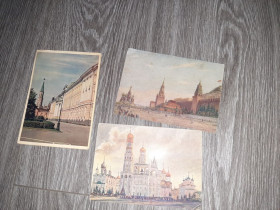 СРСР СССР ^/--/^ Открытка СССР   3 шт  Москва Кремль  1957 /--/ г. ^_^^^ Листівка СРСР 3 шт Москва Кремль 1957 /--/ р. - фото фото фото