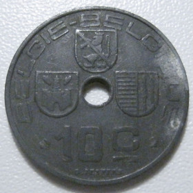 Бельгія Бельгия ^/--/^ Бельгія 10 сантимів 1943 року Belgie - Belgique 42196 ^_^^^ Бельгия 10 сантимов 1943 года Belgie - Belgique 42196 - фото фото фото
