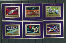 Освоєння космосу Освоение космоса ^/--/^ Манама  Manama 1970 Space Apollo 13 Moon Exploration 6 /--/ v set DeLuxe MNH ^_^^^ Манама 1970 Space Apollo 13 Moon Exploration 6 /--/ v set DeLuxe MNH - фото фото фото
