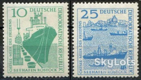 НДР, ФРН ГДР, ФРГ ^/--/^ ГДР 1958 транспорт флот корабли Росток 2-й выпуск Mi 663-664 MNH ^_^^^ НДР 1958 транспорт флот кораблі Росток 2-й випуск Mi 663-664 MNH - фото фото фото