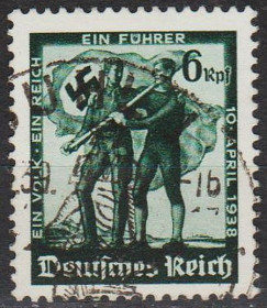 Третій Рейх (-) Третий Рейх (-) ^/--/^ 1938 - Рейх - Плебісцит в Австрії Mi.663 _гаш ^_^^^ 1938 — Рейх — Плебисцит в Австрии Mi.663 - фото фото фото