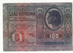 Румунія Румыния ^/--/^ Румыния оккупация Буковины 100 крон 1919 1912, редкий штамп RF !! ^_^^^ Румунія окупація Буковини 100 крон 1919 1912, рідкісний штамп RF!!! - фото фото фото