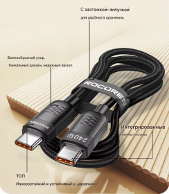 Кабелі Кабели ^/--/^ Кабель для быстрой зарядки и передачи данных USB-C — USB-C Rocoren 100 Вт 1 /--/ М ^_^^^ Кабель для швидкої зарядки і передачі даних USB-C — USB-C Rocoren 100 Вт 1 /--/ М - фото фото фото