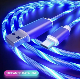 Зарядні пристрої Зарядные устройства ^/--/^ Сяючий кабель USB - Micro USB синій ^_^^^ Сияющий кабель USB - Micro USB синий - фото фото фото