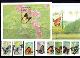 Фауна Фауна ^/--/^ Мальдивы  1987 г MNH - бабочки ^_^^^ Мальдіви 1987 MNH - метелики - фото фото фото
