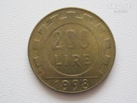 Італія і Ватикан Италия и Ватикан ^/--/^ Италия 200 лир 1998 года #20942 ^_^^^ Італія 200 лір 1998 року #20942 - фото фото фото