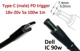 Інше Другое ^/--/^ Кабель-переходник триггер PD 18-20 /--/ v Type-C (max 5 /--/ a, 100 /--/ w) на 7.4 /--/ x /--/ 5.0 /--/ mm (+pin) 1 /--/ m з USB Type-C (male) - фото фото фото