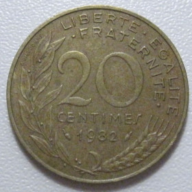 Франція Франция ^/--/^ Франція 20 сантимів 1982 року 43610 ^_^^^ Франция 20 сантимов 1982 года 43610 - фото фото фото
