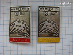 Спортивні Спортивные ^/--/^ СССР США 1981 г. Легкая атлетика, судья и служебный. ^_^^^ СРСР США 1981 Легка атлетика, суддя і службовий. - фото фото фото